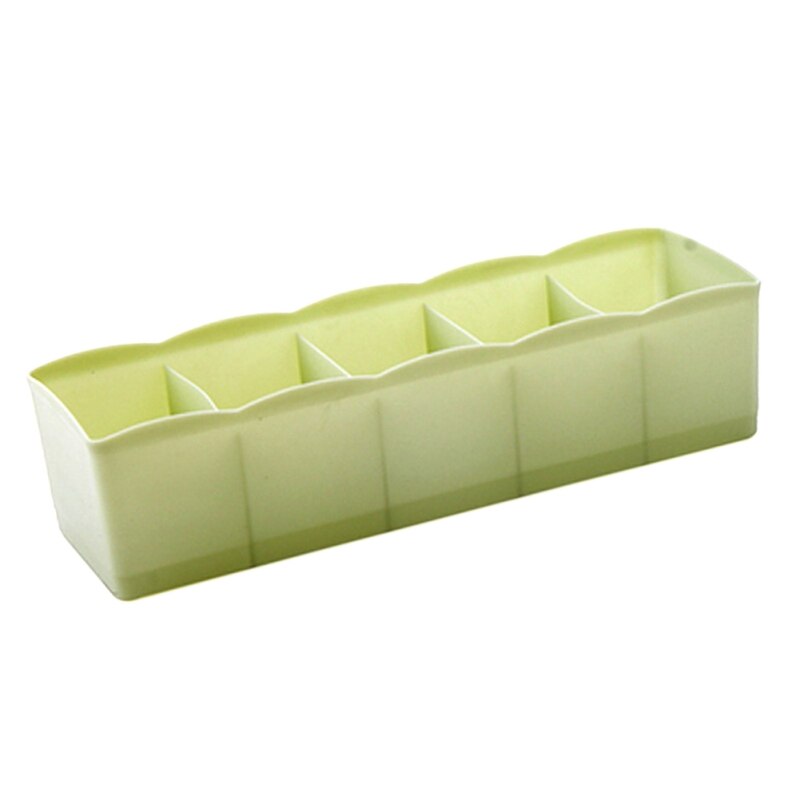 Fowecelt 5 Grids Lade Organizer Ondergoed Kleding Organizer Box Closet Organizer Stropdassen Sokken Shorts Bra Desk Organizer: Green