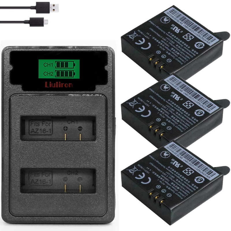 Cámara de Acción Original para Xiaomi Yi II yi 4k 4k, batería de az16-1, cargador LCD, az16-2, para Xiaoyi Lite Yi 360 VR: charger and 3battery