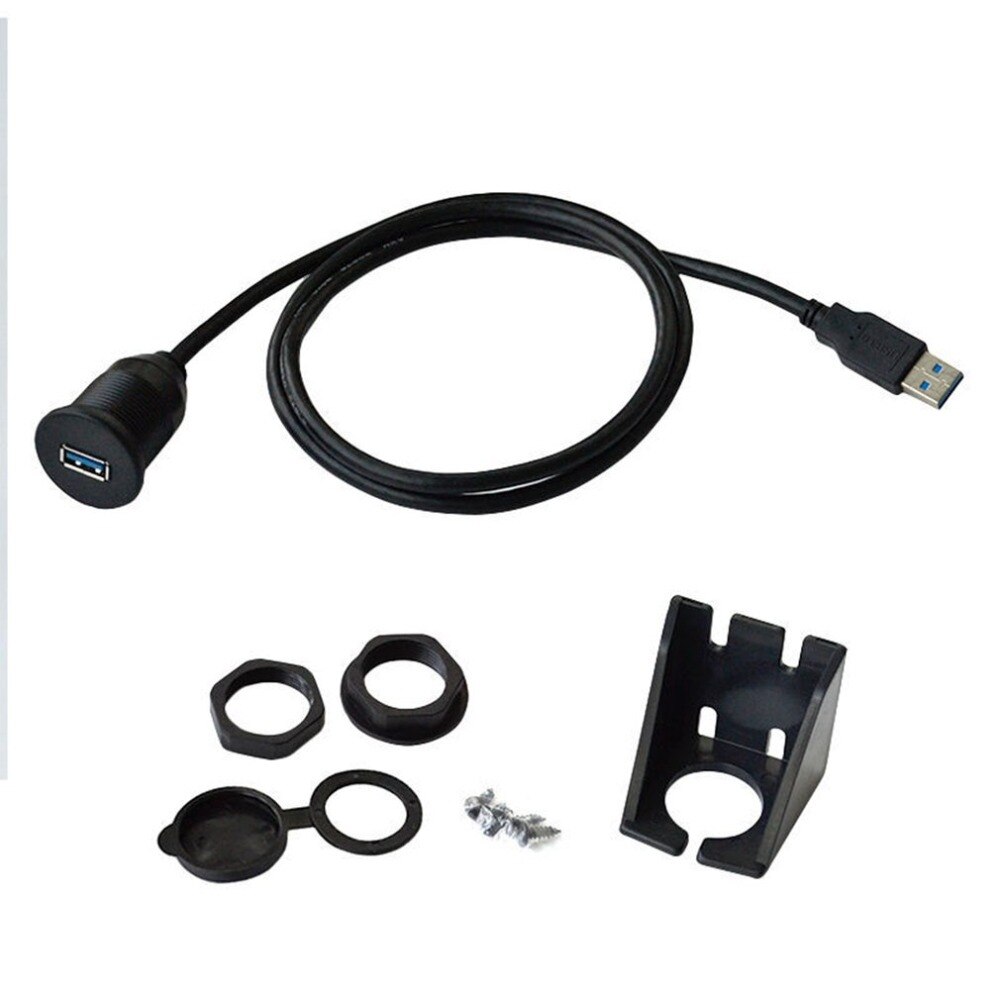 Waterproof Flush Mount USB Dock Adapter Dashboard Pan USB 3.0 Port Male To Female Extension Cable For Car Motorcycle