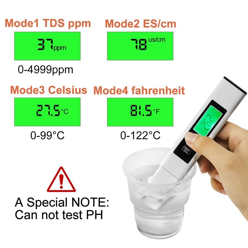 Water Quality Tester, 2Pack Tds Meter Digitale Water Tester, tds Temperatuur & Geleidbaarheid Meter 3 In 1, Hydrocultuur Ec Meter, S