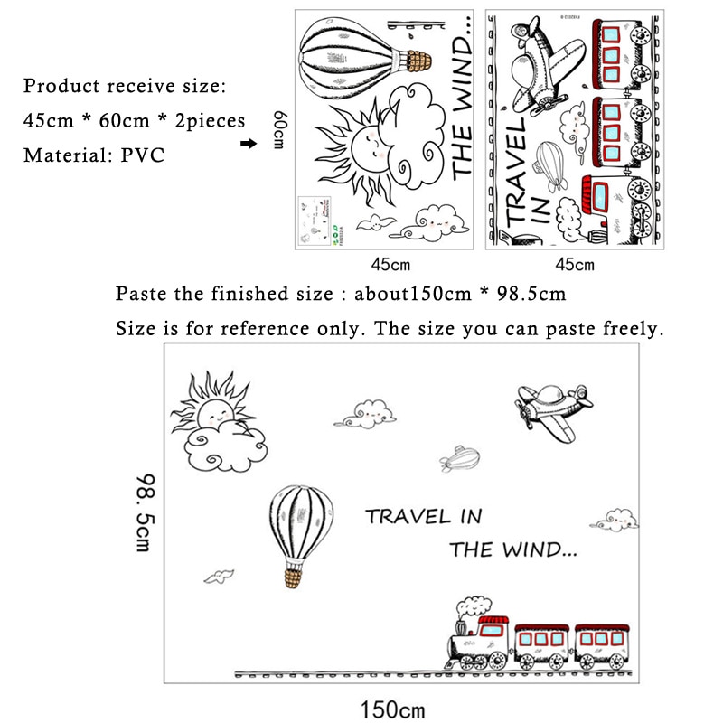 Cartoon Track train Wall Sticker for kids child rooms bedroom decorations for home Mural Art Decals nursery background stickers