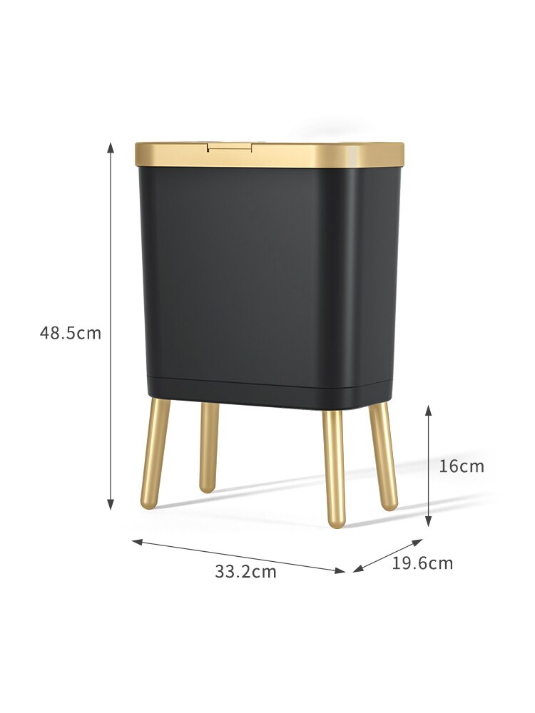 Poubelle de luxe dorée pour cuisine, poubelle créative de grande hauteur pour salle de bains