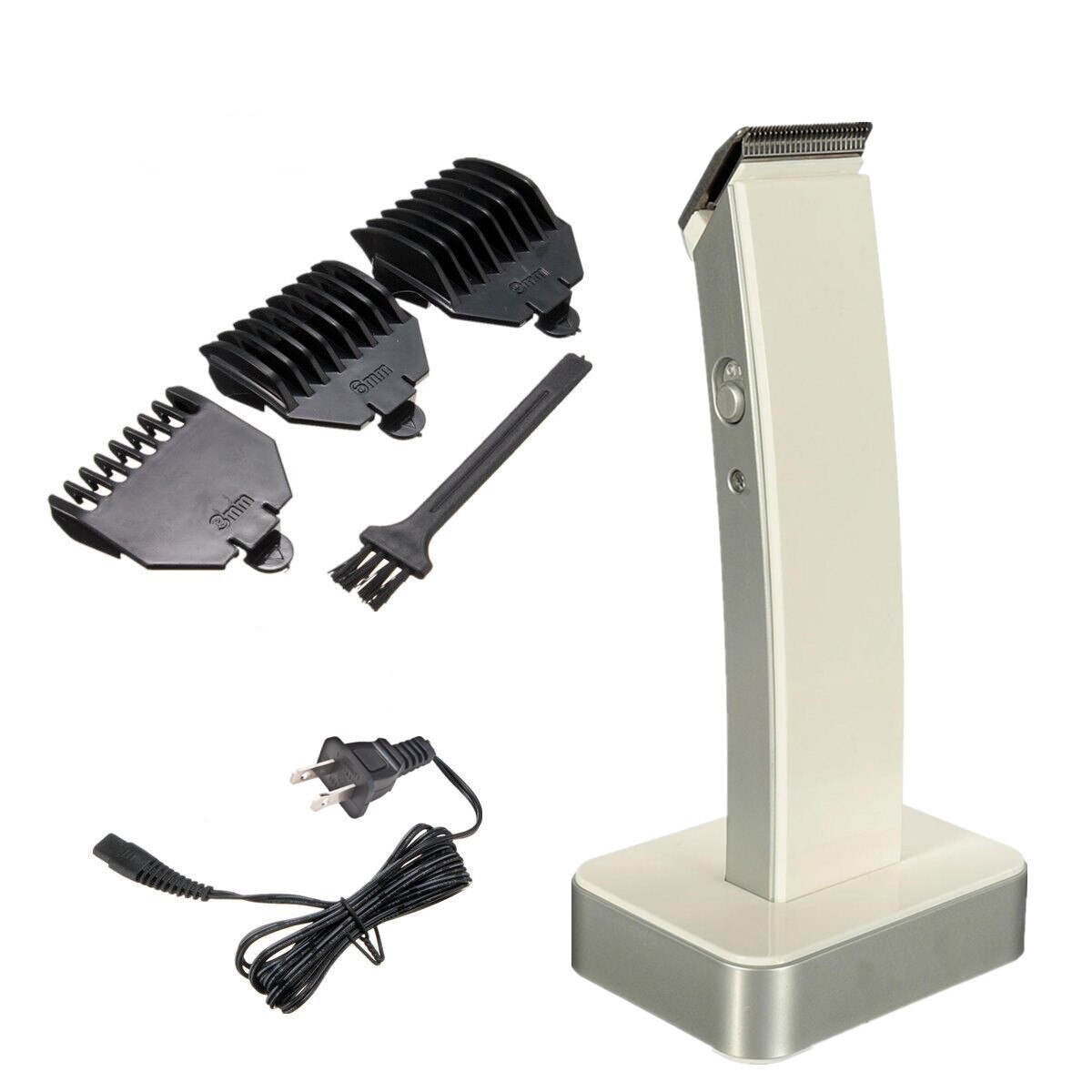 Electric Men's Hair Trimmer Rechargeable Cordless Hair Clipper Men Shaver Razor Beard Trimmer Hair Cutter Hair Cutting Machine: US plug White