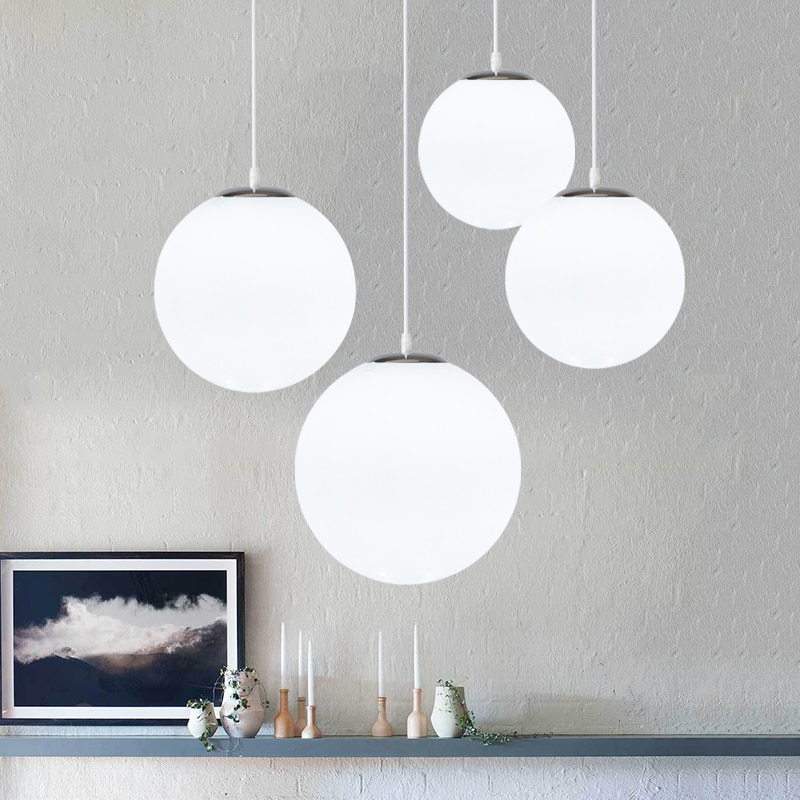 Moderna glaskula pendellampor vit klot hängande lampor bar restaurang deco armatur sovrum armatur pendellampa led