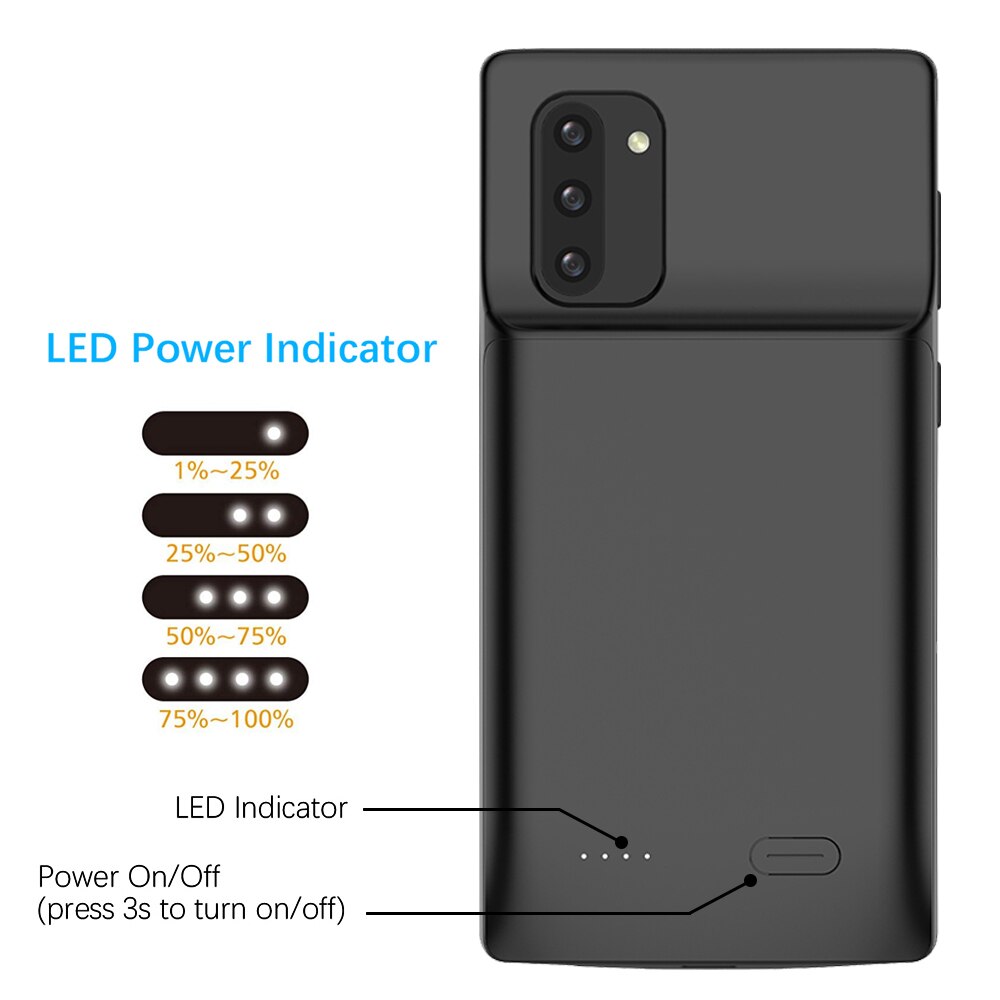 Note 10 Plus Shockproof Battery Charger Case Voor Samsung Galaxy Note 10 Plus Vloeibare Siliconen Power Case Extenal Power Bank cove