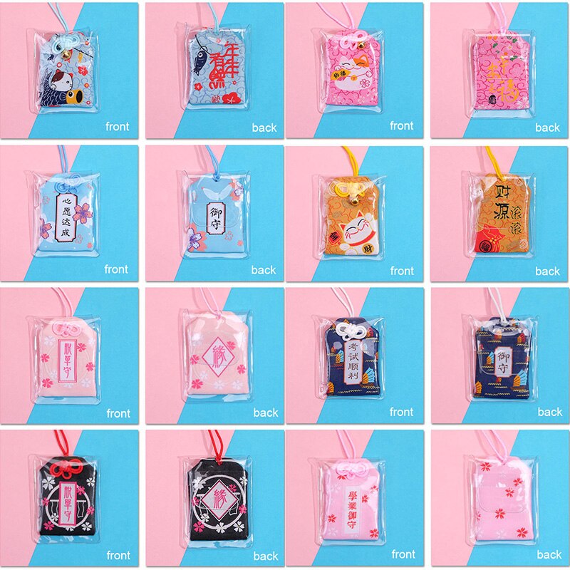 Japanese Culture Cherry Blossoms Pray Fortune Beauty Health Safe Wealth Bag Pendant Keychain Mascot Best Wish Family Friend