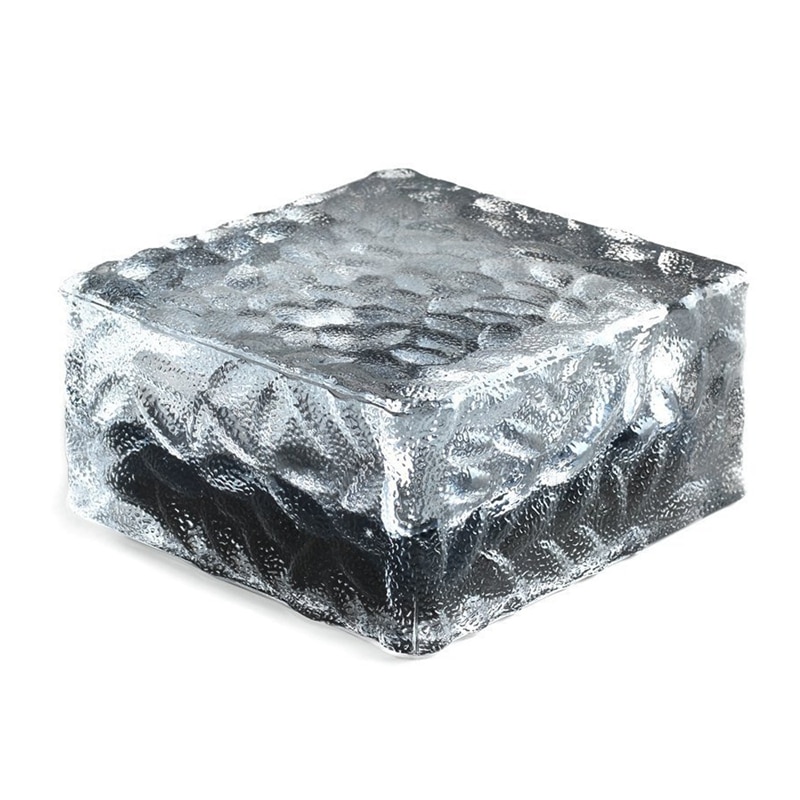Lumière de jardin de pavé de brique de verre (1 unité), 4 Led, lumière solaire imperméable de roches carrées de glace pour la cour carrée extérieure de route de chemin, guerre