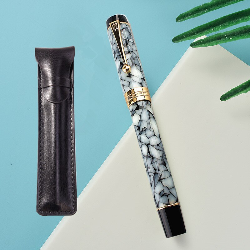 Jinhao – stylo à plume rétro en résine acrylique, 100, Nebula série F Nib, pour bureau, avec convertisseur, pour écriture, d&#39;affaires: PEN AND BAG / Bent (Curved) 1.0mm