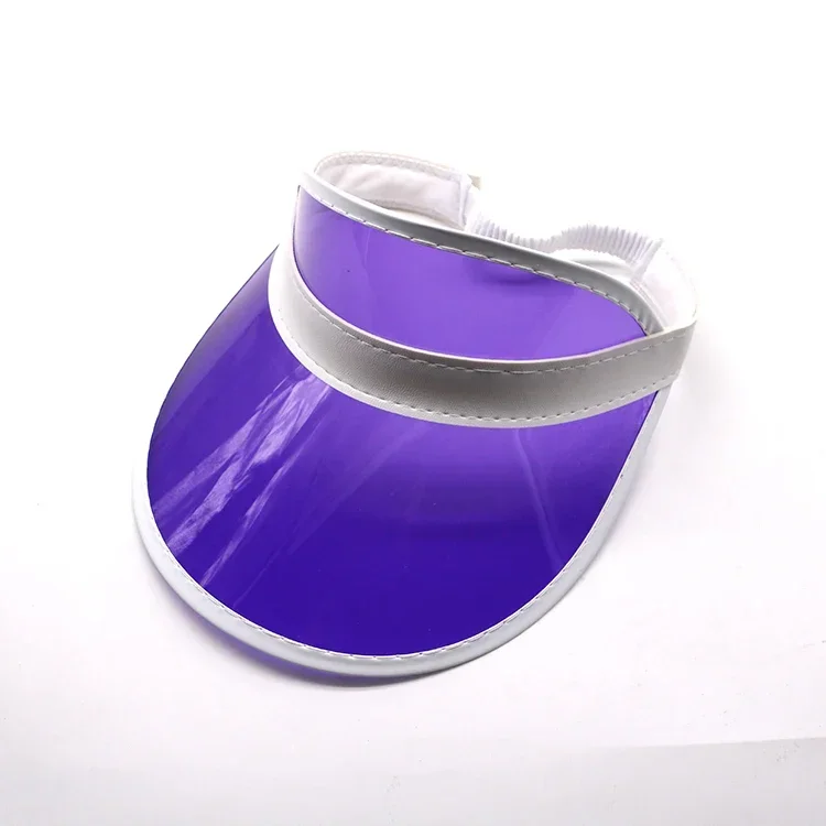 Outdoor Casual Green Color Transparent Anit-uv Plastic Face Sun Shield Hats Sun Visor Hats Golf Cap Rain Hat: PURPLE