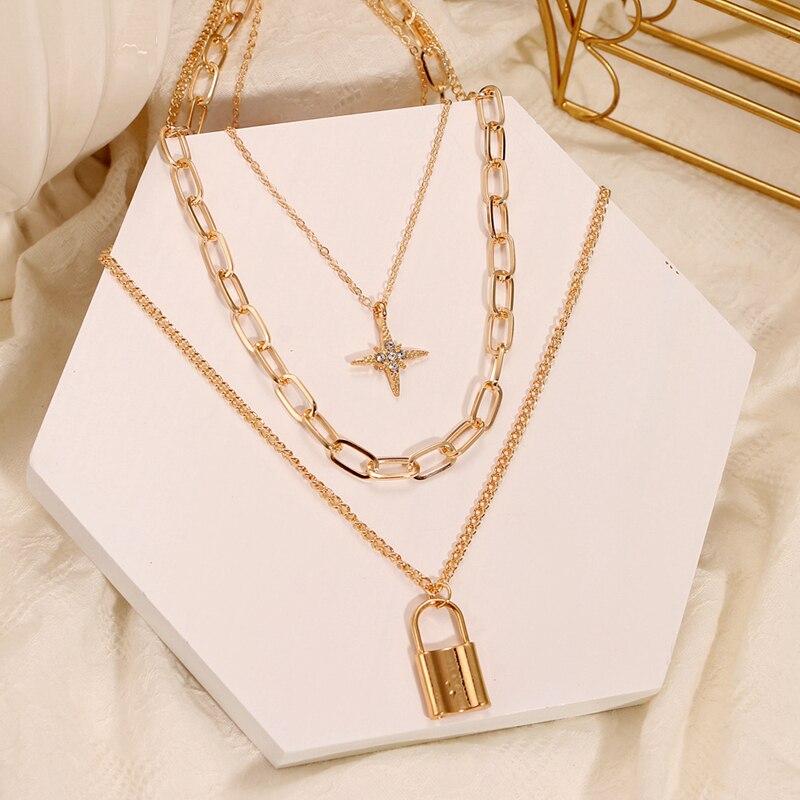 VKME Retro Coin Silver Gold Chain Necklace For Women Multi-layer Geometric Round Pendant Silver Choker Necklaces Jewelry: 7  VK20260