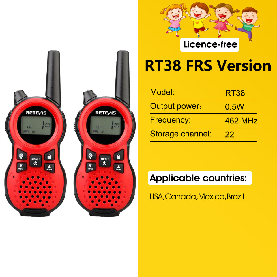 Retevis RT638 Walkie Talkie freundlicher 2 stücke PMR USB Ladung Taschenlampe freundlicher Spielzeug Radio Geburtstag Weihnachten für Jungen mädchen: 2Stck rot uns FRS