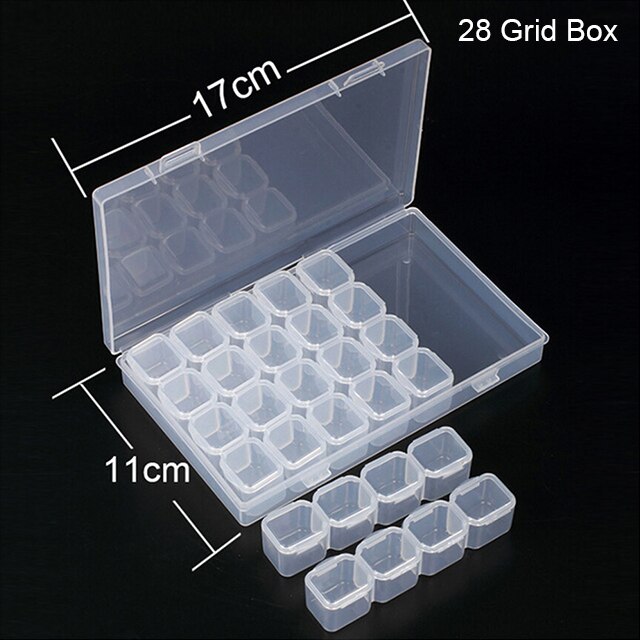 Caja de celosía 5D para manualidades, accesorios de herramientas de pintura de diamantes, Kits de contenedores de cuentas, organizador de almacenamiento, caja de partículas pequeñas, para el hogar, 64 Uds.: 28 grid