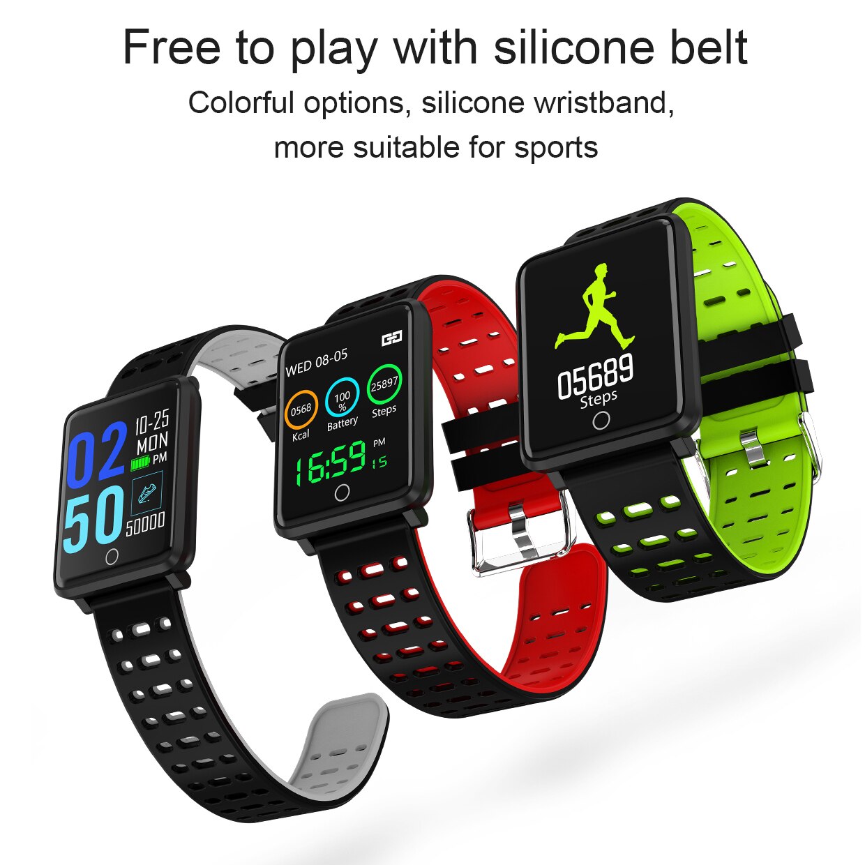 Armband kleurenscherm hartslag bloeddrukmeter beweging volgen  ip68 waterdichte dames & heren smart sporthorloge