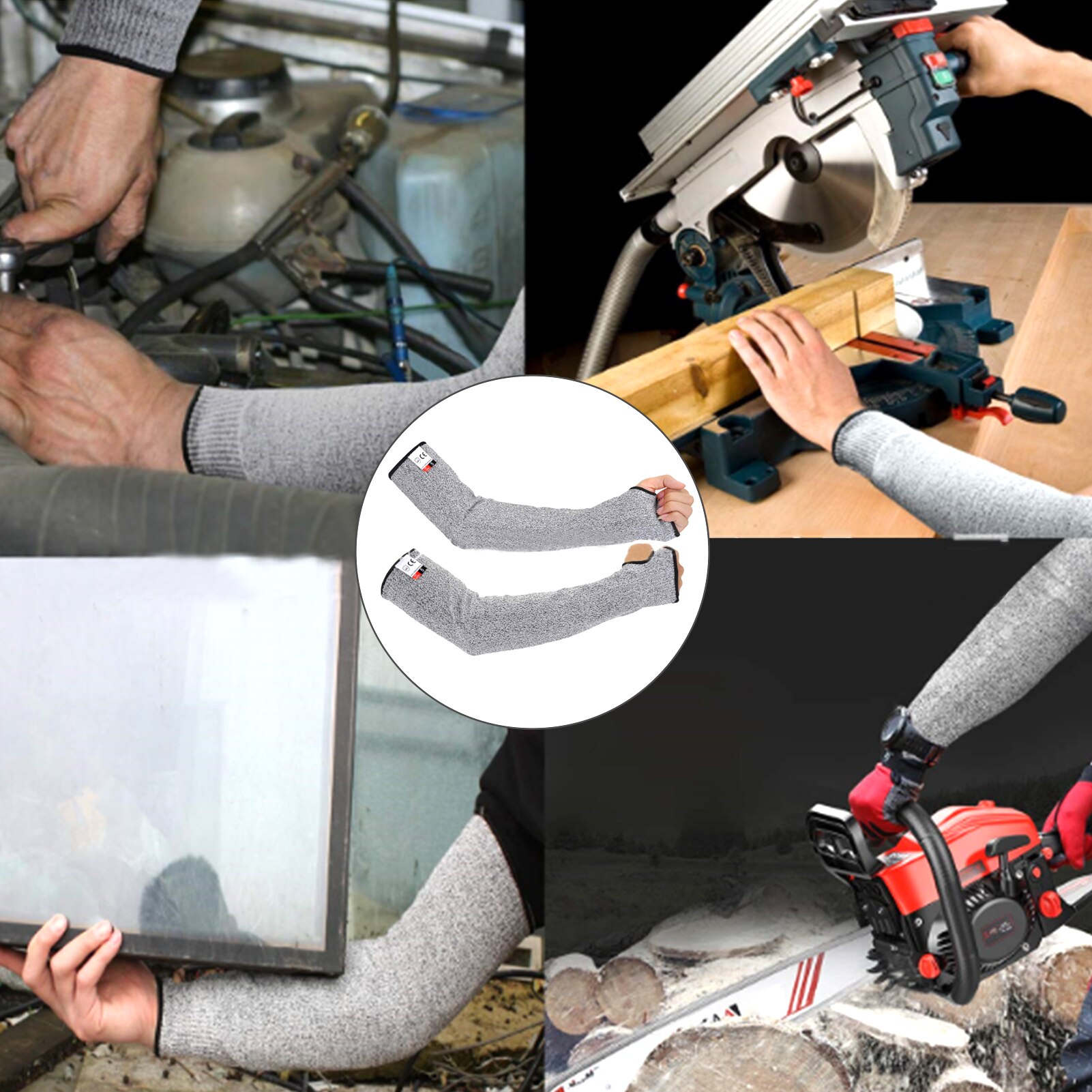 2PCS Safety Arm Sleeve Anti Cut Puncture Proof Guard Bracers Protector Work Arm Anti-cut Protective Safety Gloves