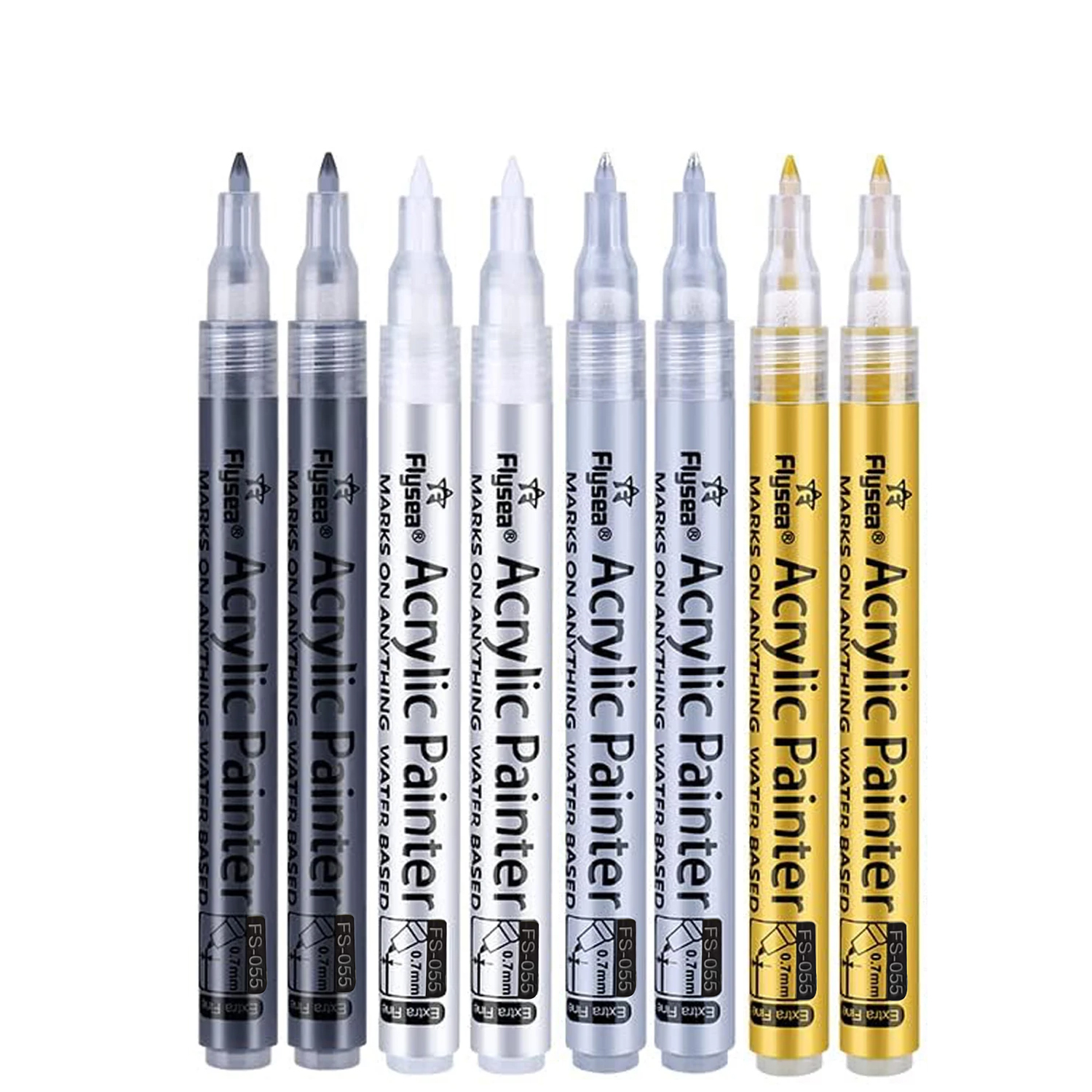 Black/White/Gold/Silver Extra Fine Point Acrylic Marker Pens for Ceramic Wood Metal Paper Drawing Opaque Ink
