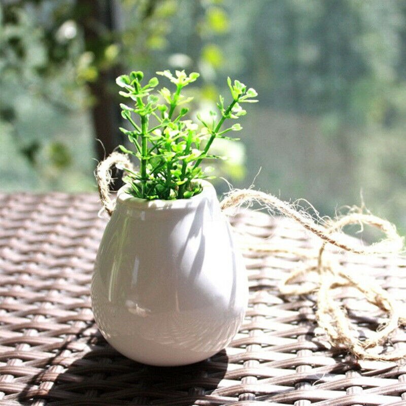 Maceta para flor colgante de cerámica, Bombilla para planta, jarrón con hilo para jardín, balcón, decoración del hogar con cuerda de yute