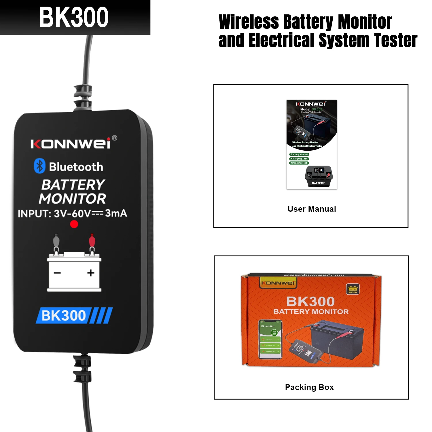 KONNWEI BK300 Bluetooth Car Battery Monitor: 6V/12... – Grandado