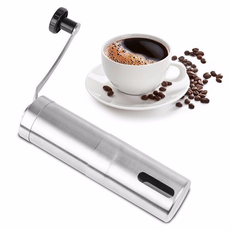 Zilveren koffiemolen mini roestvrij staal hand handmatige handgemaakte koffiebonen braammolen molen keukengereedschap krokusmolens