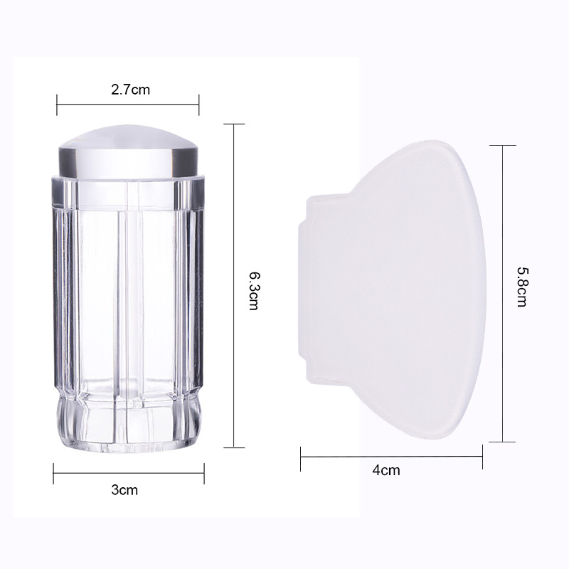 1Pc Silicone Head Nail Art Stamper Scraper Clear Jelly Silicone Stamper for Nail Stamping Plate Scraper Nail Art Tools