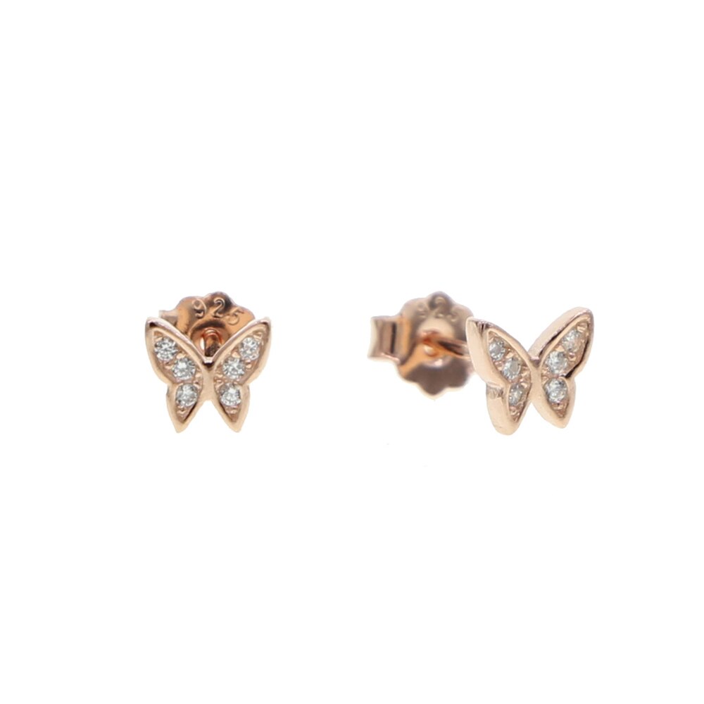 925 sterling sølv søde dejlige minimale delikate mikro pave cz mini sommerfugl charme øreringe kvinder pige smykker