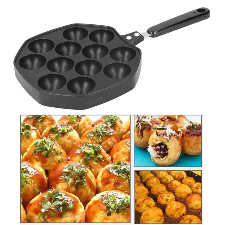 Takoyaki antiadhésif 12 trous, plaque de cuisson, poêle à frire, ustensile de cuisine