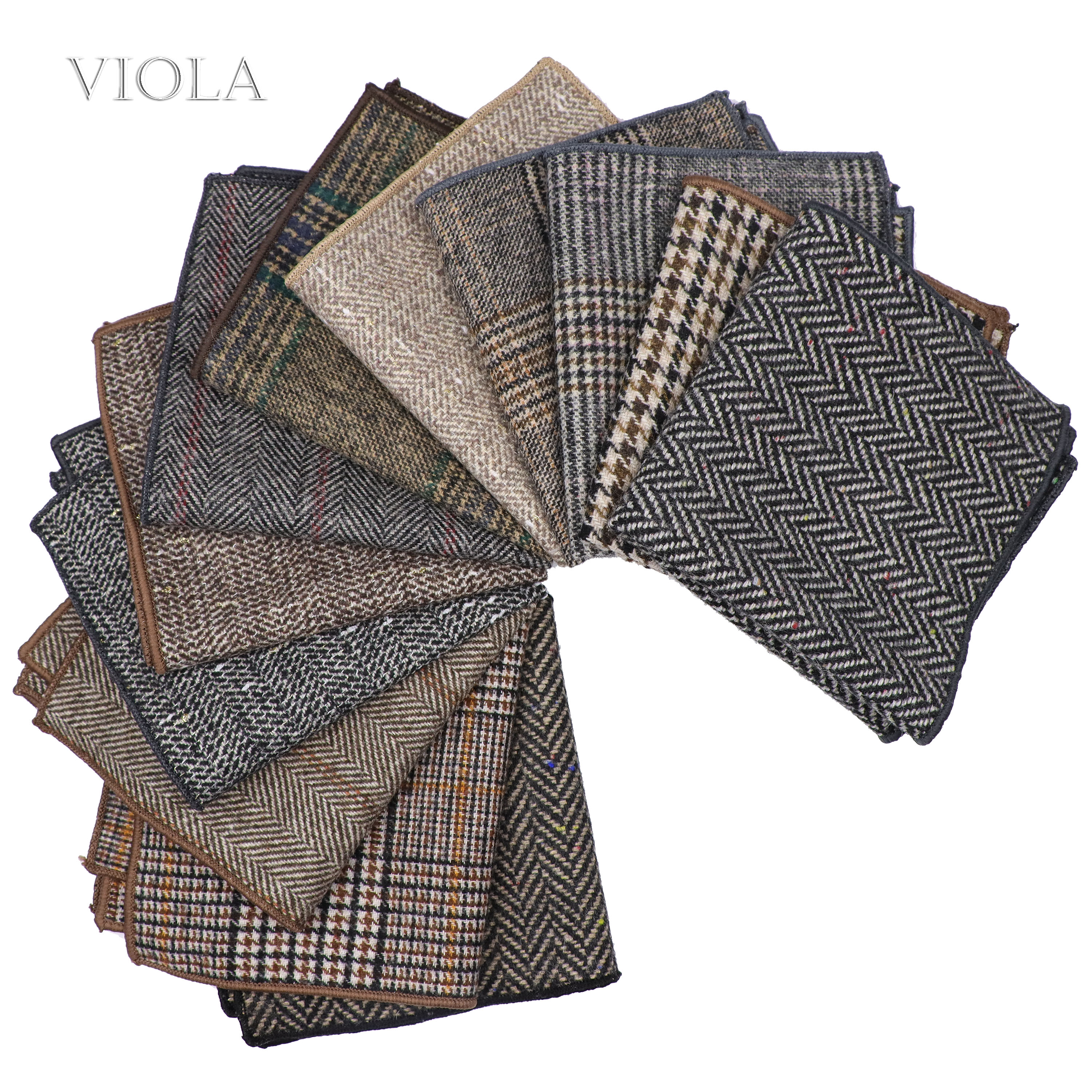 Klassisk plaid stribet blød 50% uld kashmir lomme firkantet 24cm herre jakkesæt hanky festlommetørklæde smoking slips matchende vinter