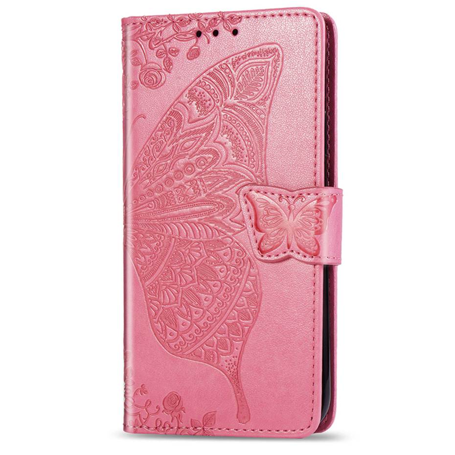 Flip Case For OPPO A15 Case 3D Butterfly Luxury Wallet Cover PU Leather Phone Case For OPPO A15 Case: RoseRed