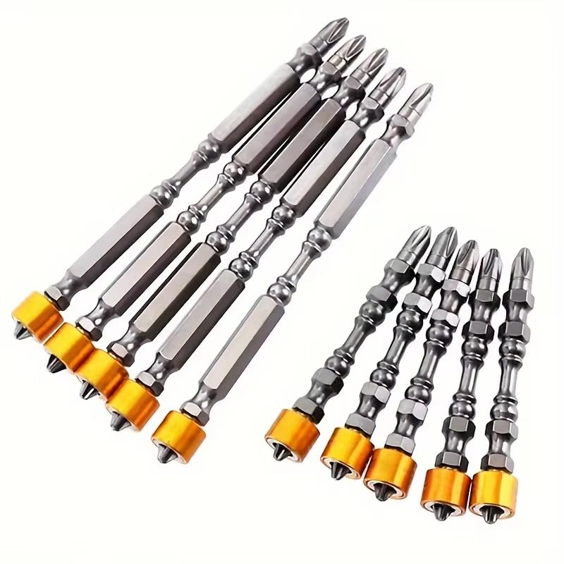 5/10 Stück PH2 magnetische Schraubendreher-Bits Kreuzschlitz 1/4 Zoll Sechskantschaft mit Magnetring für Elektroschrauber