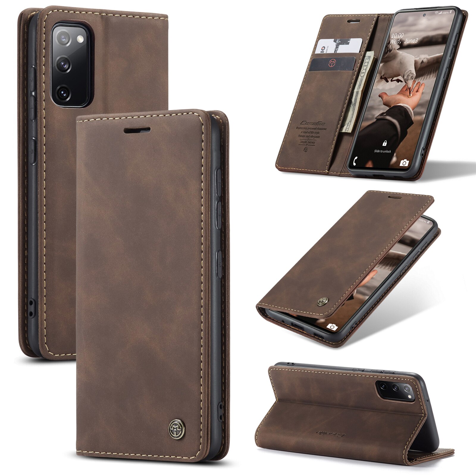 Caseme original voor samsung galaxy  s20 fe lite luxe zakelijke leren hoes magnetische flip portemonnee telefoonhoes fundas coque