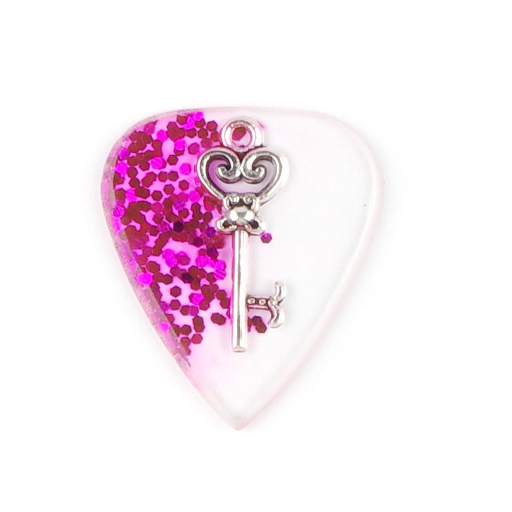 Púa de guitarra hecha a mano, exquisito collar de púa de guitarra DIY transparente, grosor 1,5mm, Metal de resina 3*2,5*0,15 cm