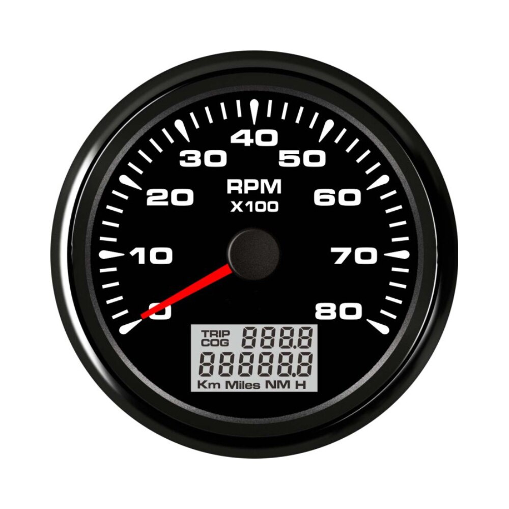 85mm Univesal Tachometer RPM Gauge Rev with Hourmeter 9-32V 8 Colorful Backlights: 8K BN