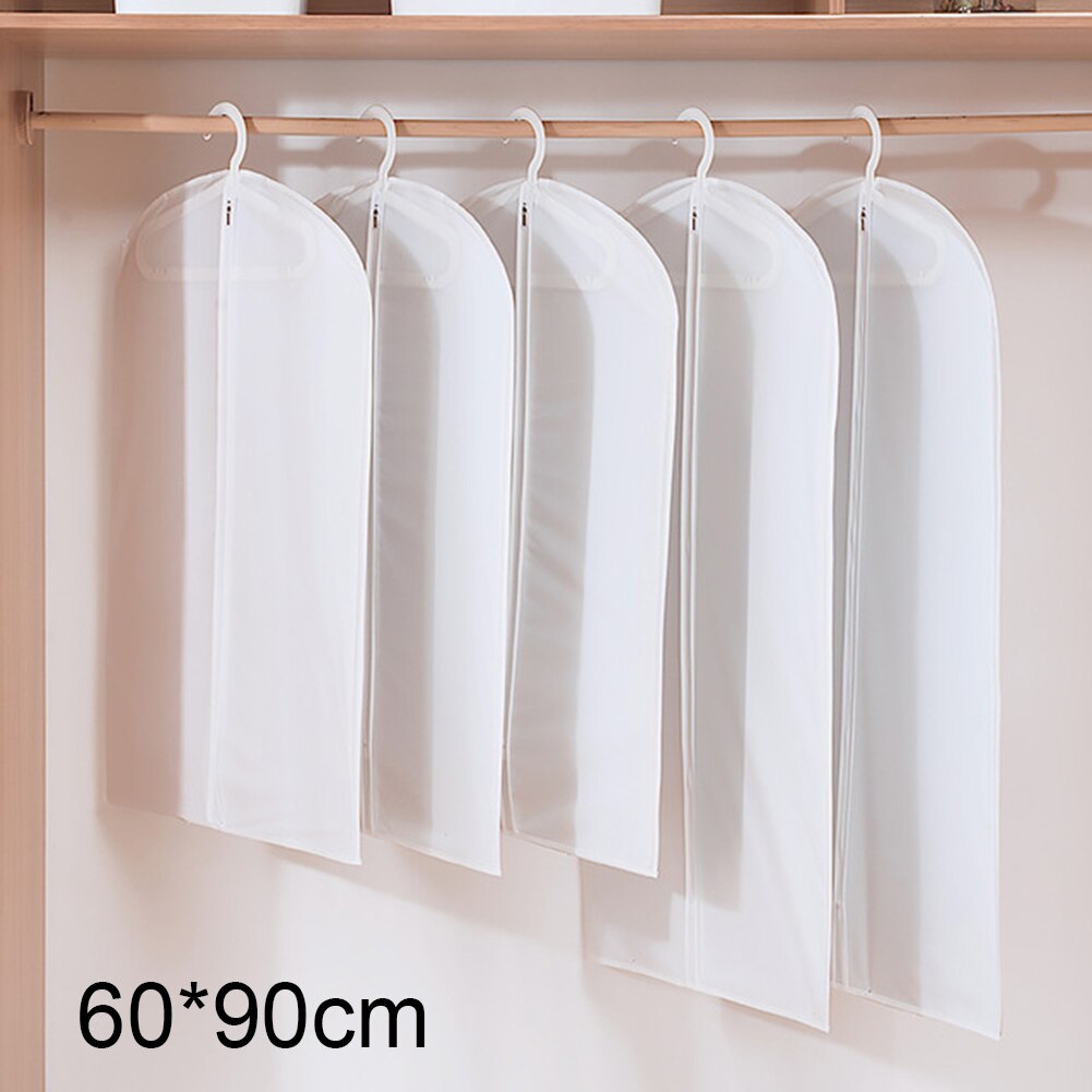 Vêtements housse anti-poussière translucide anti-poussière housse de protection manteau robe veste organisateur suspendu: White  S