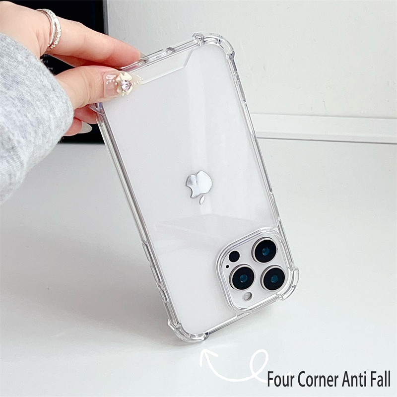 Luxo transparente à prova de choque armadura caso para iphone 16 15 14 13 12 11 pro xs max xr 7 8 plus silicone pára-choques capa dura acrílica