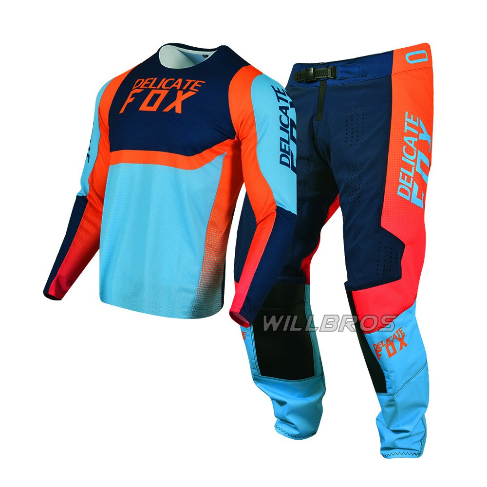 Neue Zarte Fuchs 180/360 Getriebe Set Motocross Motorrad Racing Anzug Herren Kits: Jersey M Pants 32 / Blue