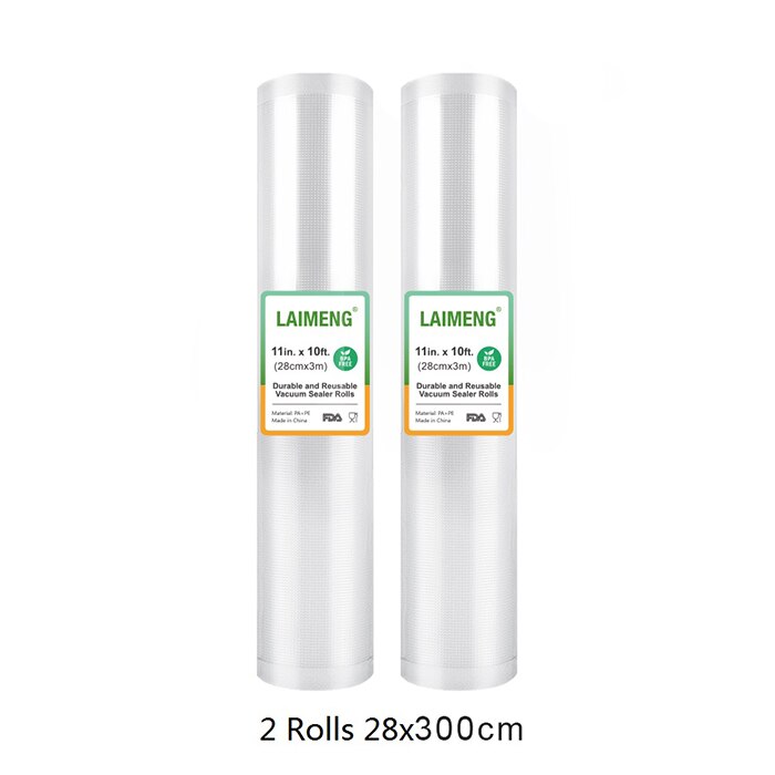 Laimeng vakuumförslutningspåsar för vakuumförpackare sous vide-påsar 2 rullar vakuumförpackningsförpackningar matpåse för matförvaring  r131: 2r 28-300cm