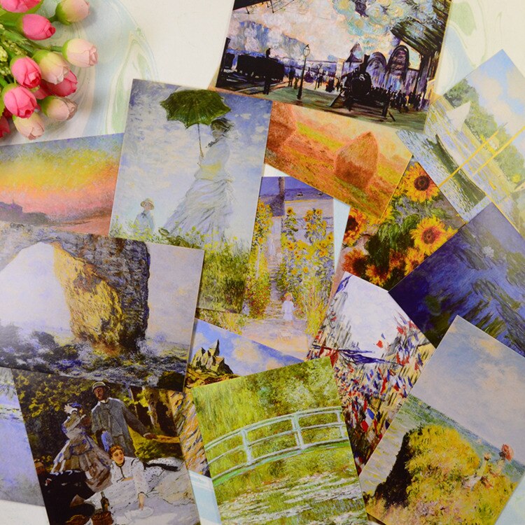 Monet oljemaleri postkort kjente malerier fungerer kort kort nydelig teksturert 30