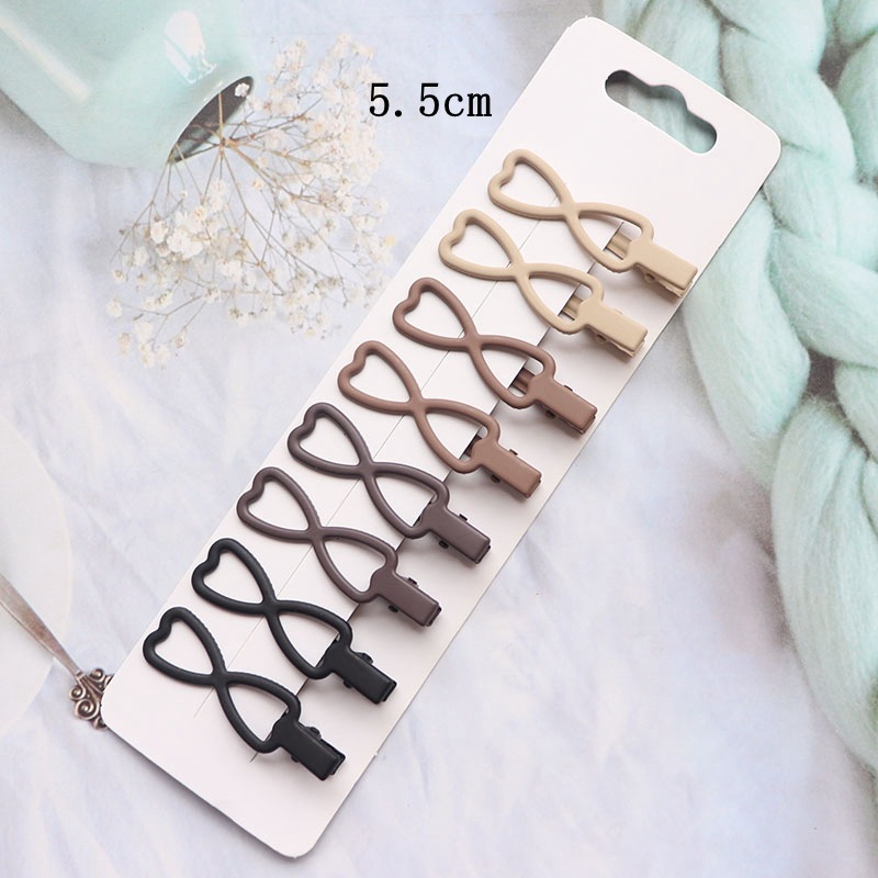 8 unids/set de pinzas para el cabello cuadradas ovaladas de estrella esmerilada Vintage para mujeres y niñas, horquillas de aleación encantadoras para adultos, pasadores dulces, accesorios para el cabello: Rojo rosado