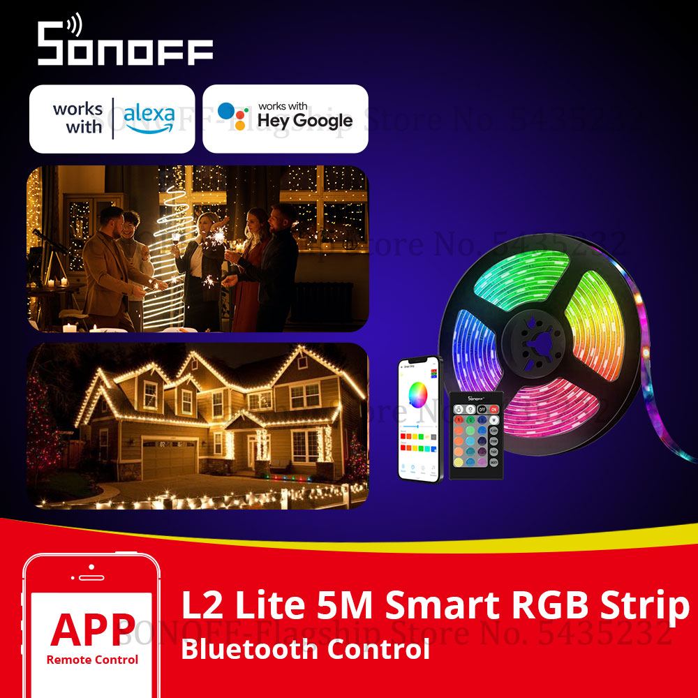 Sonoff  l2 lite smart led-lichtleiste 5m eu us bluetooth-steuerung über die ewelink app, alexa und google home für weihnachtsdekorationen