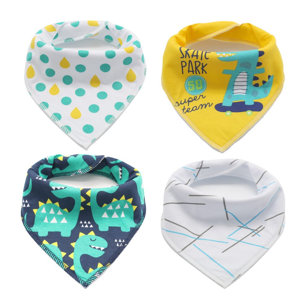 Gelukkig Fluit 4 Pcs Slabbers Dubbele Lagen Katoenen Baby Peuter Voeden Bandana Slabbetjes Speeksel Handdoek Driehoek Hoofd sjaal: sjy01