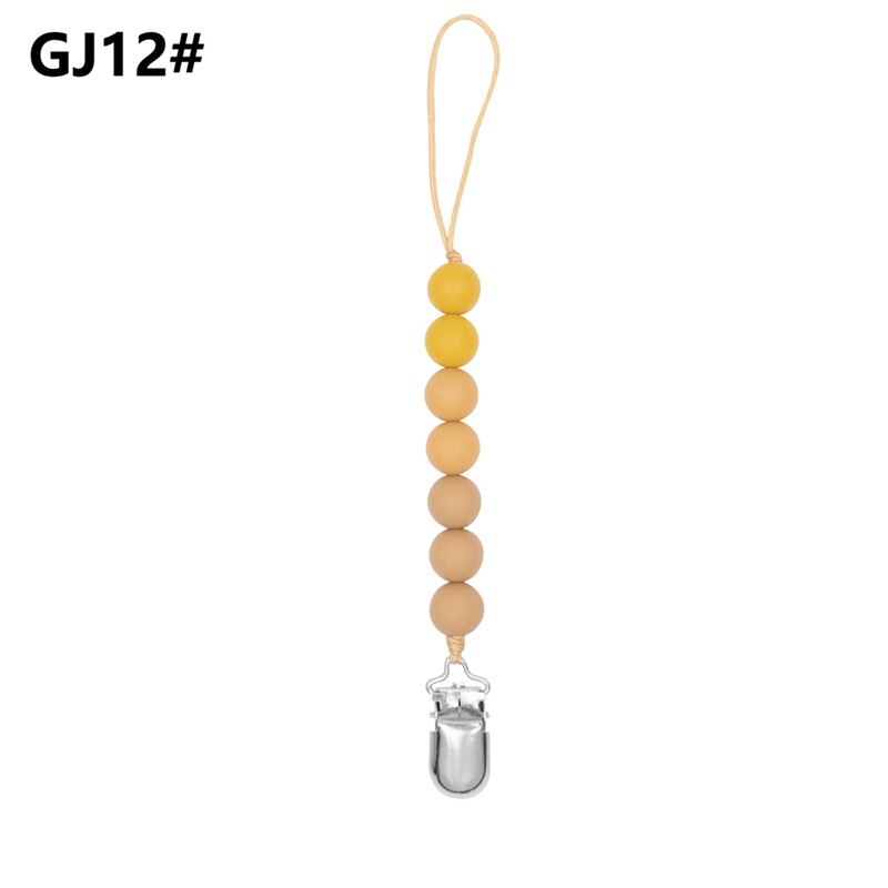 Atrapy klipsów chłopcy niemowlę dziewczyny łańcuszek smoczka silikonowe ząbkowanie ulga zabawki koraliki Soothie uchwyt na smoczek klipy prezent na niemowlę prysznic: 12