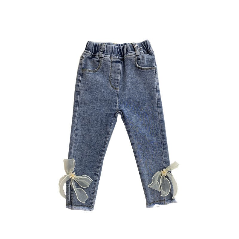 Spring Autumn Kids Girls Jeans Children Girls Pants Denim Trousers Bowknot Bottoms Girls Jeans Clothes 2 4 5 6 7 8 9Year