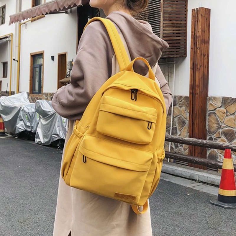 HOCODO, mochila de Color sólido, mochila para mujer, mochila para mujer de nailon resistente al agua, mochila grande para mujer, mochila escolar para adolescentes