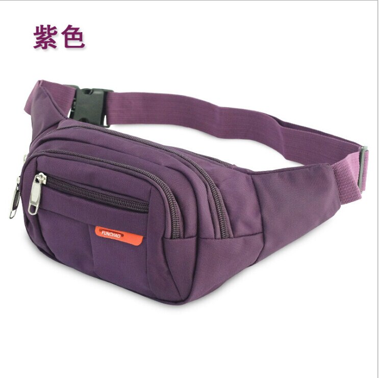 Riñonera para hombre para mujer, bolso de la cadera, bolsa de viaje, deporte, Bum, Casual, bandolera, correa de Nylon, bolso Unisex: Morado