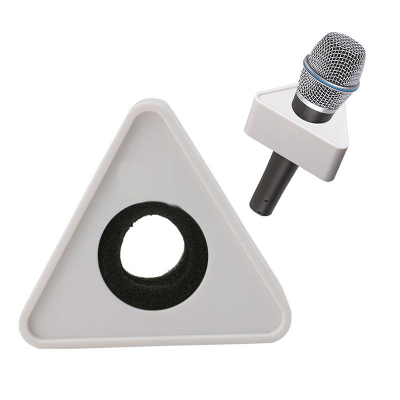 ABS Plastic Microphone Interview Triangular Logo Flag Station Black/White Durable: White