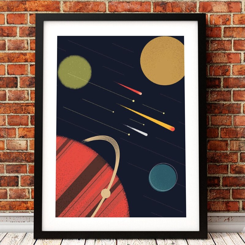 Space Poster Wall Art Canvas Prints , I Need More Space Science Art Outer Space Planets Print Retro poster kraft paper