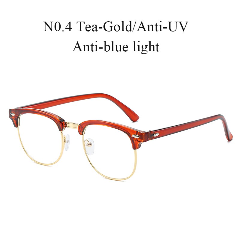 Vintage Semi-Rimless Anti Blue Rays Computer Glasses Men Blue Light Gaming Glasses Protection Clear Lens Glasses Oculos