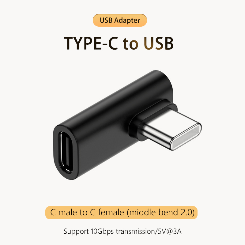 NNBILI 3A Typ C Kolanko USB 3.1 Adapter kabla do ładowania danych Konwerter dla Androida Adapter OTG 90/180 stopni Szybkie ładowanie 10 Gb/s: green
