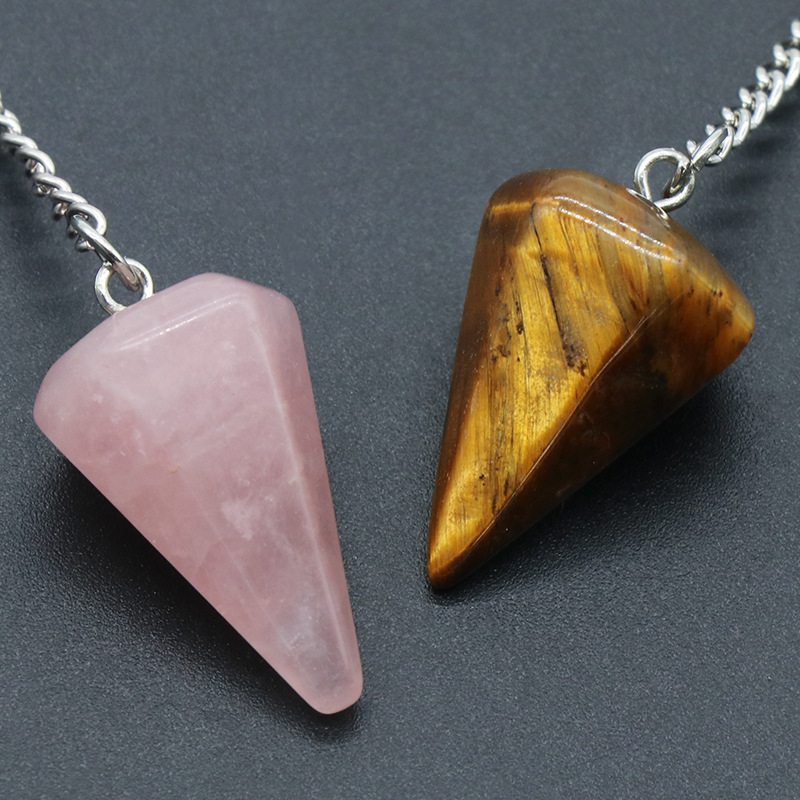 Pedra natural quartzo ágata pingente reiki cura cone ametista charme pêndulo pingentes para adivinhação radiestesia reiki cristais