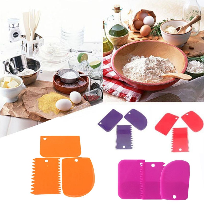 3PCS/set Pastry Dough Cutter Cake Bread Slicer Baking Pasty Tools Cake Scraper Spatula Blade