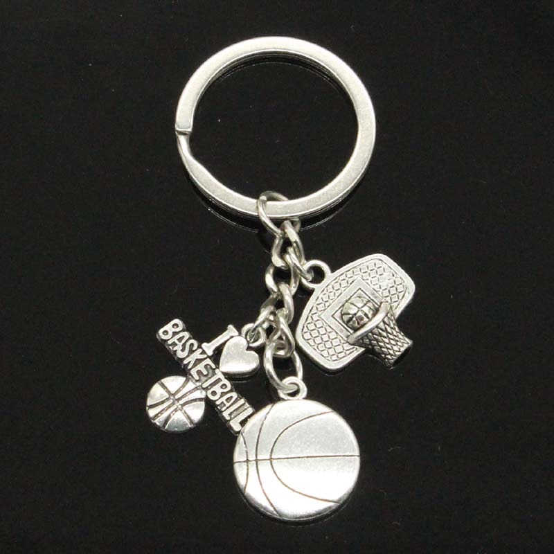 I Love Basketball Basketball Hoop Pendant Diy Handmade Charms Men Keychain Car Keychain Jewelry Souvenir For